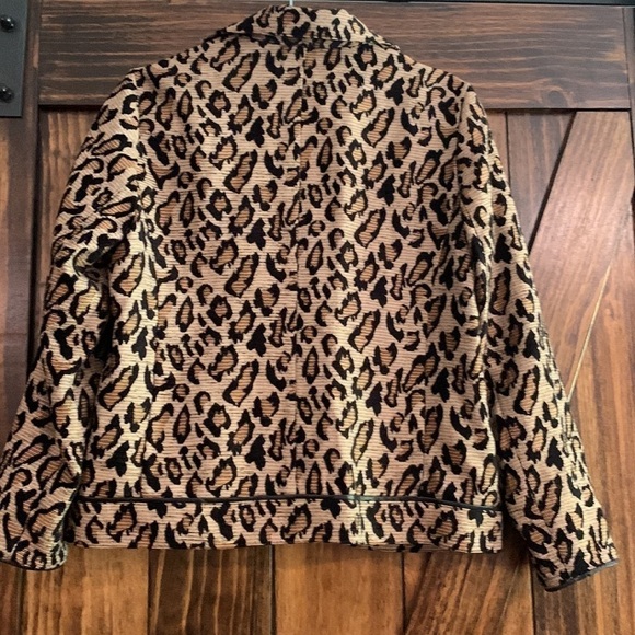 Chicos Moto Jacket Coat Animal Print Jaquard Knit Leopard Cheetah Zipper… - Picture 6 of 10